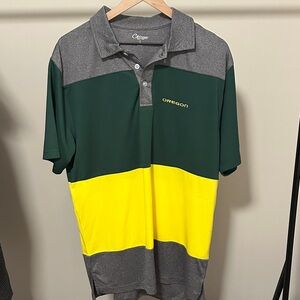 Oregon Color Block Men's Polo Shirt - Green, Yellow, Gray